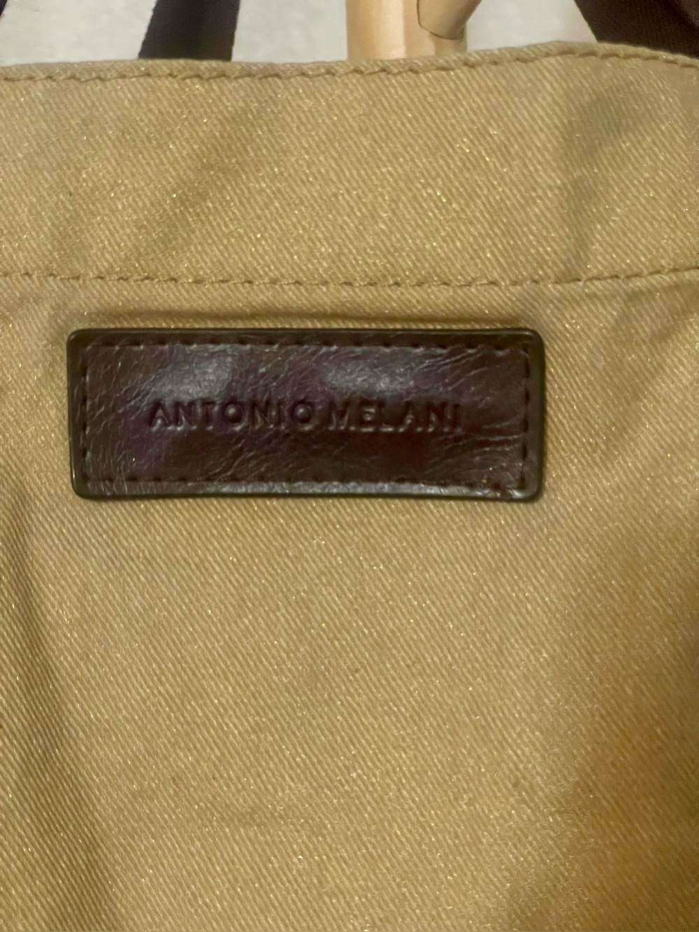 Antonio Melani Khaki & Brown Canvas Tote Bag
